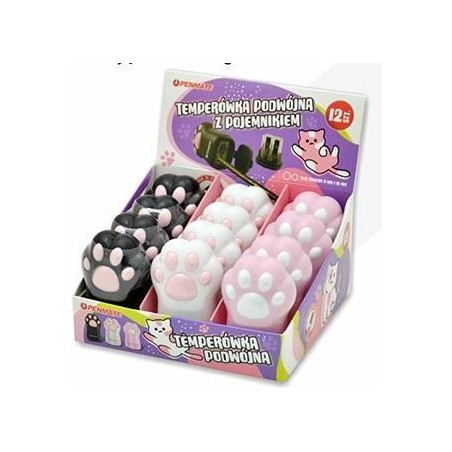 Temperówka podwójna z pojemnikiem KOCI ŁAPKA TT8834 PENMATE