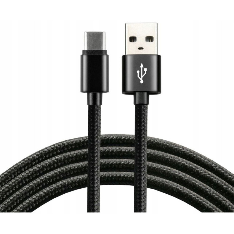 Kabel USB-A - USB-C 1m 3A pleciony czarny EVERACTIVE (CBB-1CB)