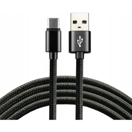 Kabel USB-A - USB-C 1m 3A pleciony czarny EVERACTIVE (CBB-1CB)