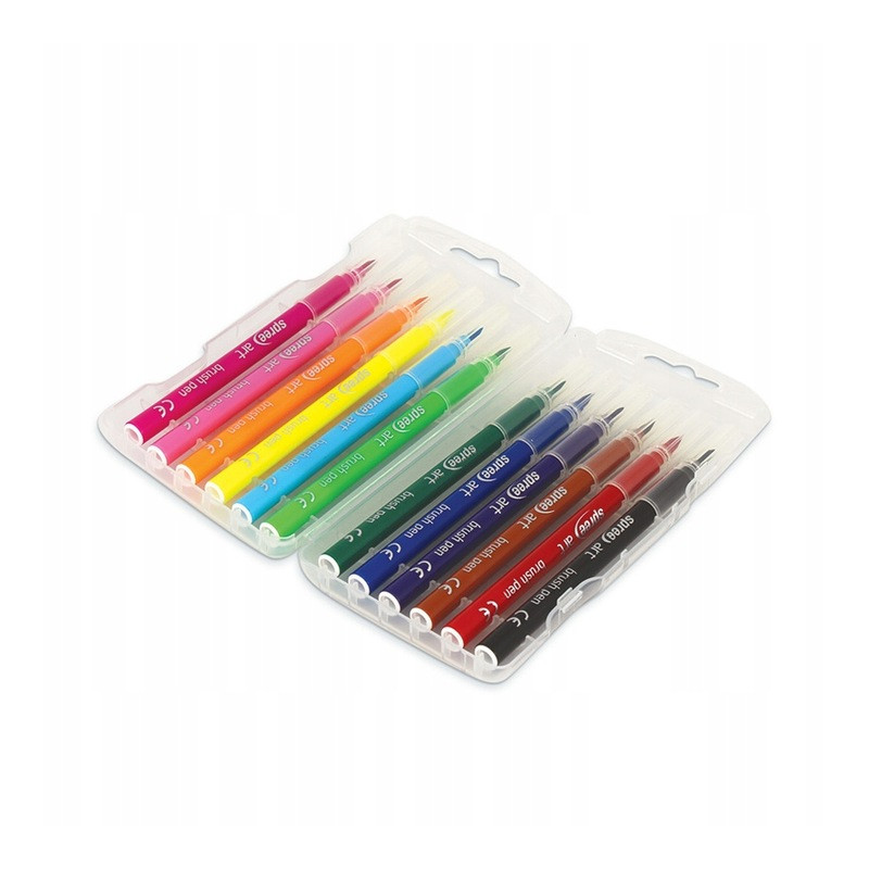 Flamastry pędzelkowe 12 kolorów etui plastikowe SPREE art FLA-58112P-00101