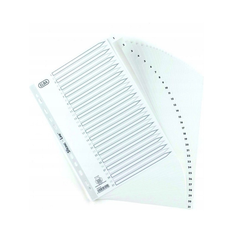 Przekładki numeryczne do segregatora A4 1-31 białe PP 100204793 OXFORD
