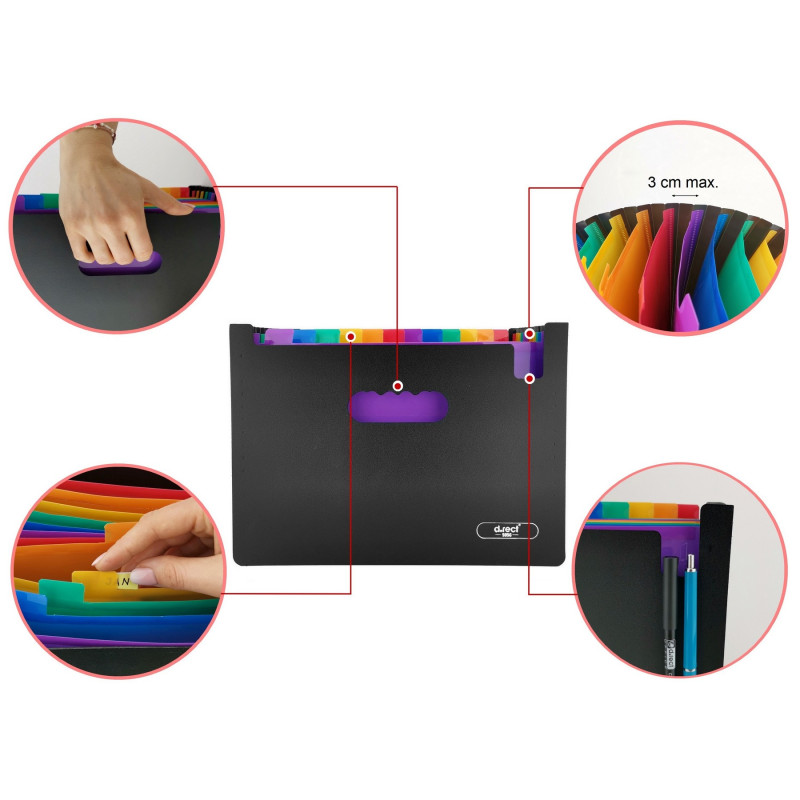 Teczka A4 szuflada 13 przegródek czarna 5956 110956 D.RECT