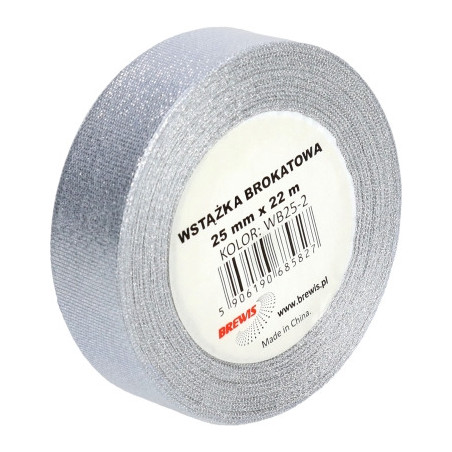 Wstążka brokatowa srebrna 25mm WB25-2 BREWIS