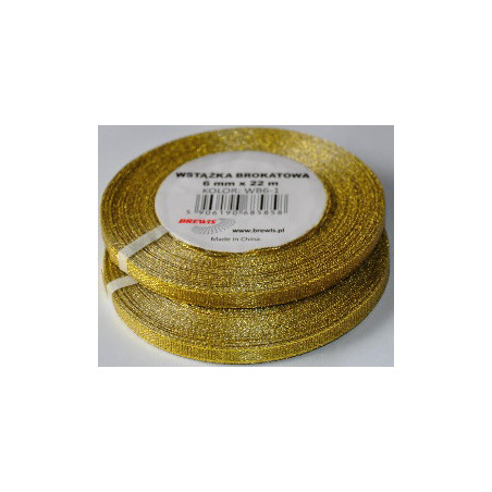 Wstążka brokatowa złota 6mm WB6-1 BREWIS