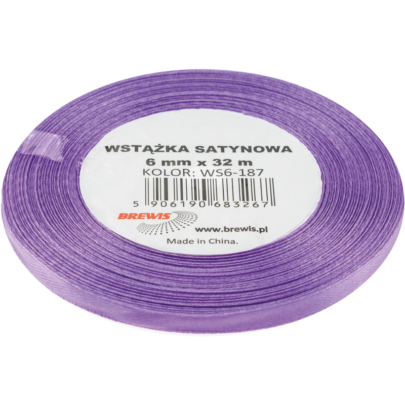 Wstążka satynowa 6mm/32m lawendowa BREWIS