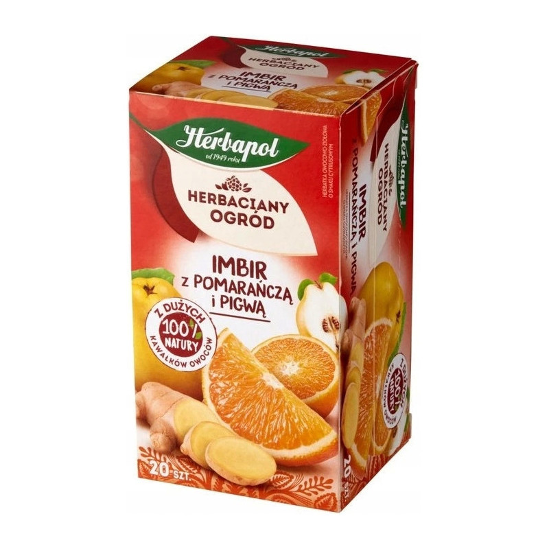 Herbata HERBAPOL owocowo-ziołowa (20 tb) Imbir z Pomarańczą i Pigwą 50g HERBACIANY OGRÓD