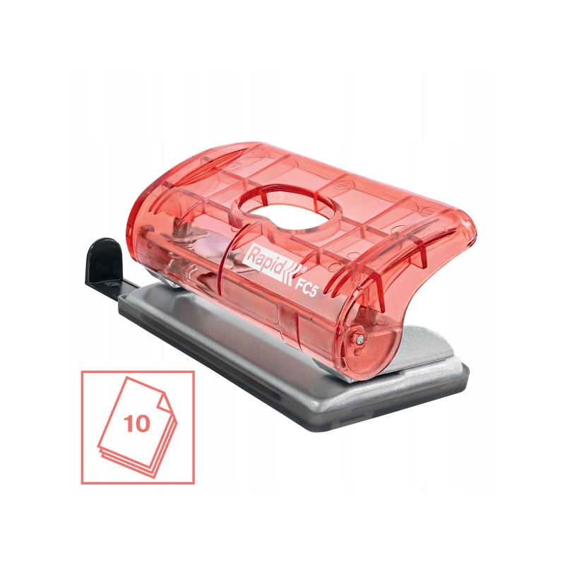 Dziurkacz mini Rapid Colour`Breeze FC5 10 kartek koralowy 5001533 RAPID