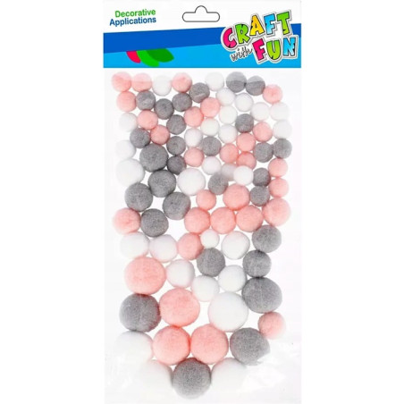 Pompony mix kolorów i rozmiarów pastelowe 90szt. CRAFT WITH FUN 501476