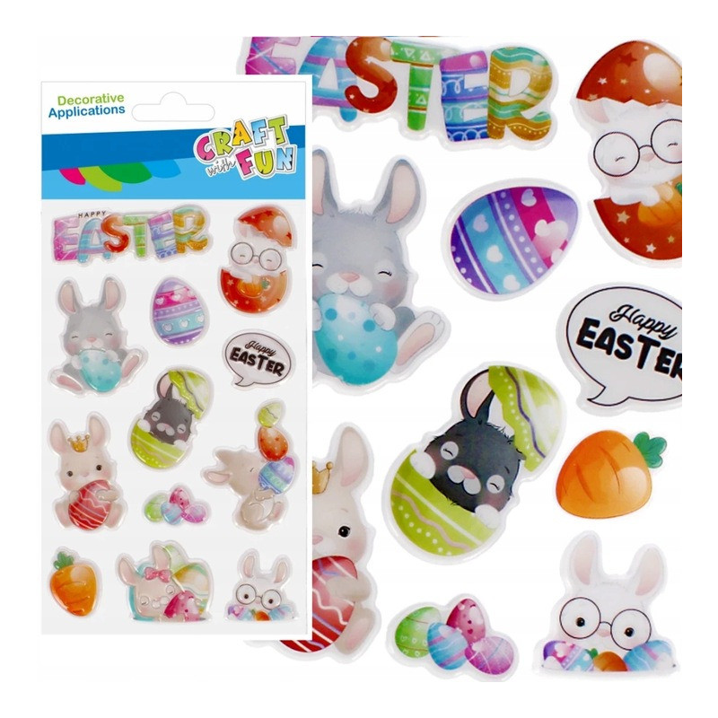 Naklejki zajączek wielkanocny 12szt. CRAFT WITH FUN 531728