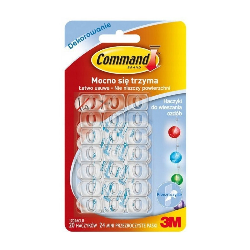Przezroczyste haczyki 3M COMMAND do wieszania ozdób 17026CLR PL