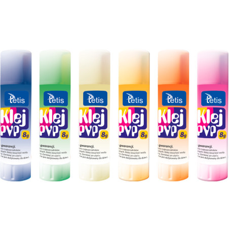 Klej w sztyfcie PVP kolorowy 8g. BG113-E TETIS