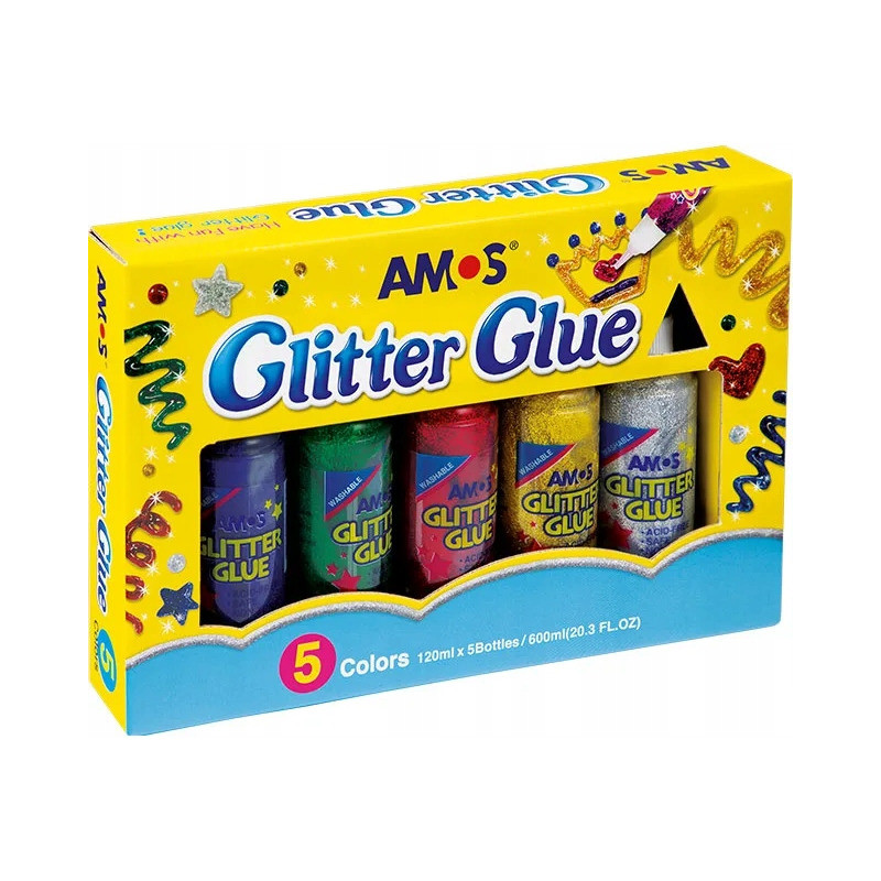 Klej AMOS 120ml brokat (5kol) GCL120P5 170-1881