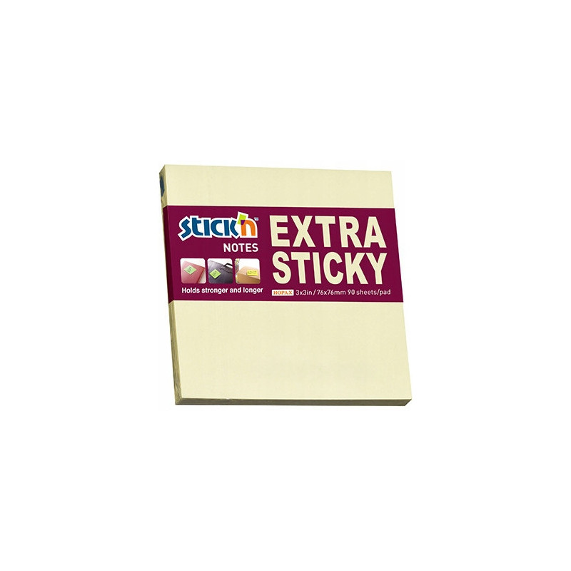 Notes samoprzylepny EXTRA STICKY 76x76 żółty pastel 90k STICK`N 21660