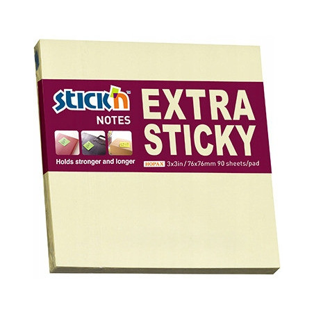 Notes samoprzylepny EXTRA STICKY 76x76 żółty pastel 90k STICK`N 21660