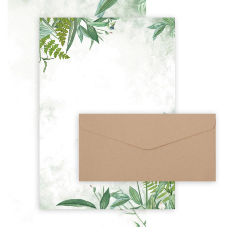 Papeteria ozdobna A4 Arkusz FLORA 100g.(20ark.) +koperta DL ciemnobeżowa (10szt.) 206122 Galeria Papieru