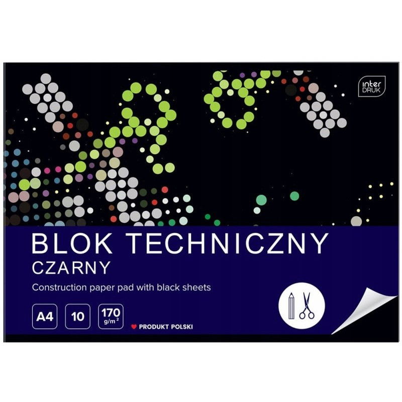 Blok techniczny A4 10k czarny INTERDRUK