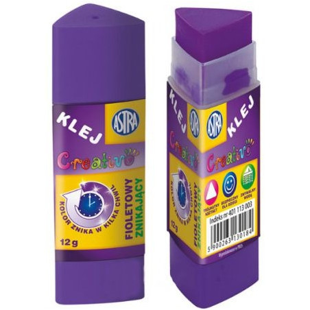 Klej znikający fioletowy CREATIVO 12g sztyft-trójkątny 401113003