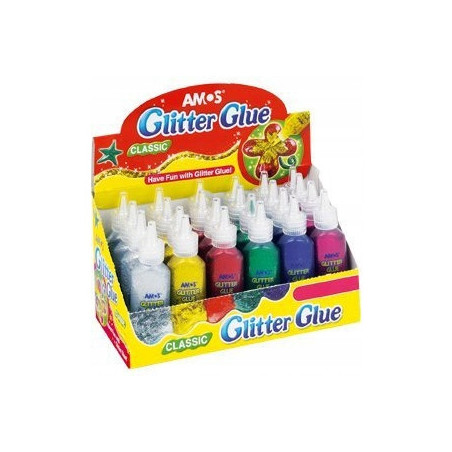 Klej z brokatem AMOS 22ml 6kolorów-24szt GCL22D24- 170-1033