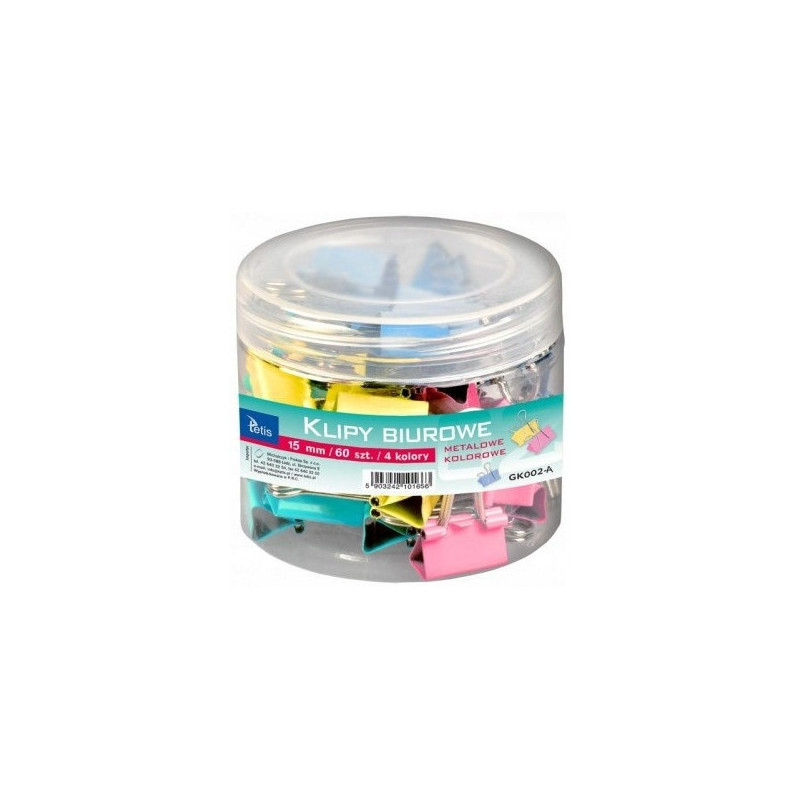 Klipy kolorowe 15mm 60szt. GK002-A TETIS