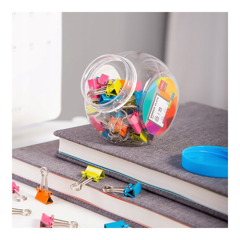 Klips do akt 15mm mix kolorów 50szt E8557 DELI