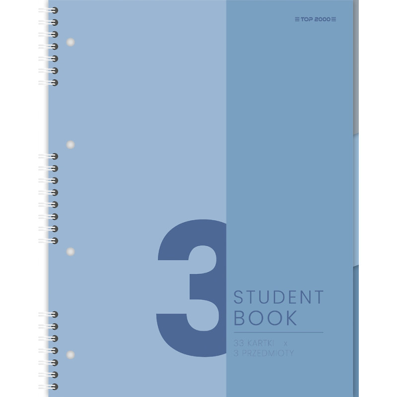 Kołozeszyt A4 100k kratka 3 przedmioty STUDENT BOOK 400179523 TOP 2000