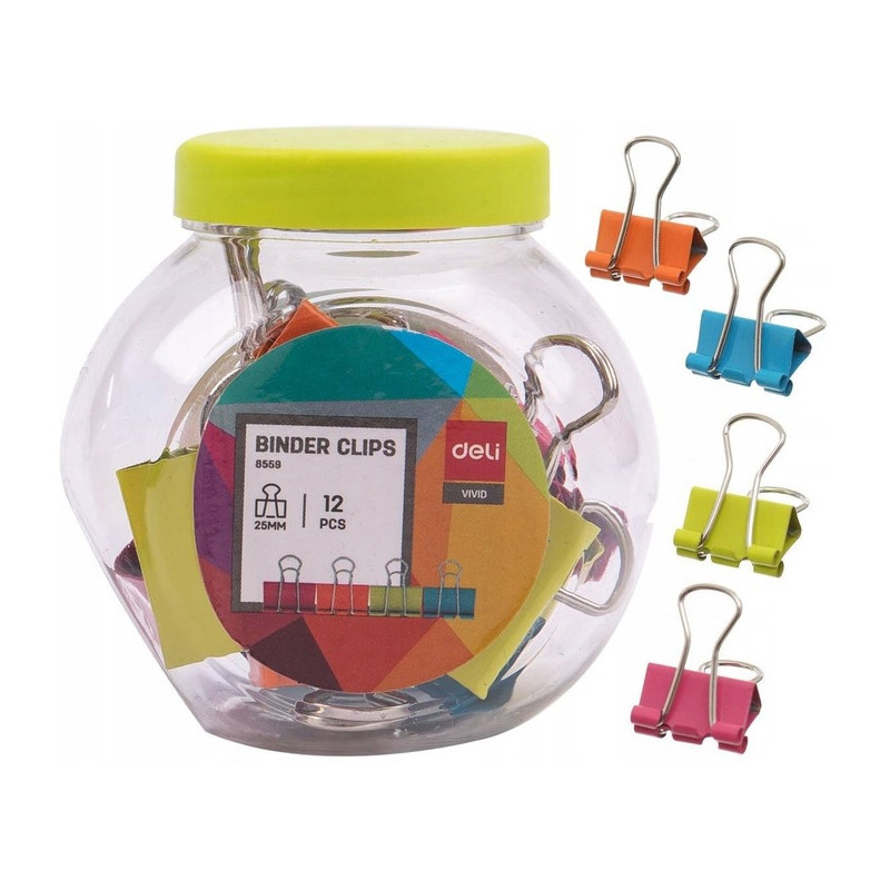 Klips do akt 25mm mix kolorów 12szt E8559 DELI