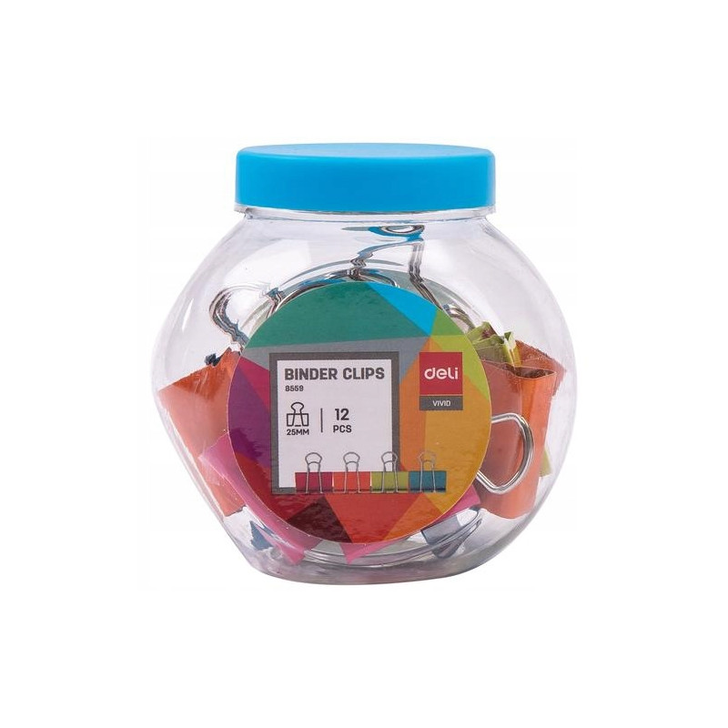 Klips do akt 25mm mix kolorów 12szt E8559 DELI