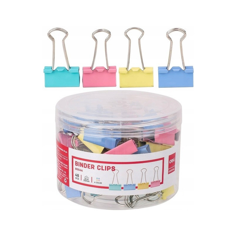 Klipsy do akt 25mm mix kolorów 48szt. 8554 DELI
