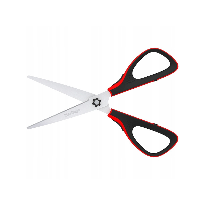 Nożyczki 19cm Easycut 300 soft grip czerwone 326320 BERLINGO