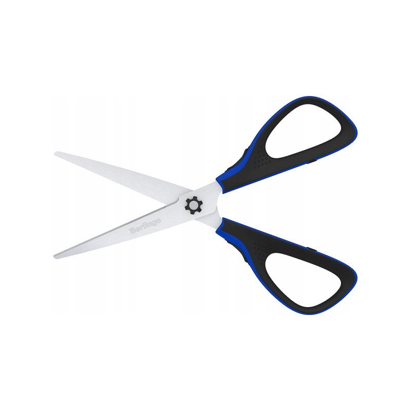 Nożyczki 20cm Easycut 300 soft grip niebieskie 326323 BERLINGO