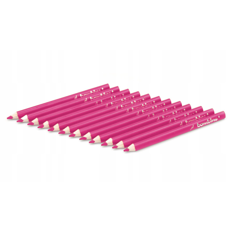 Kredki ołówkowe trójkątne Zestaw 12 kredek różowe BAMBINO St.Majewski