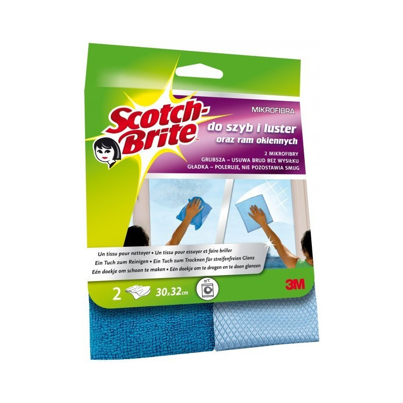 Ścierka z mikrofibry do szyb i luster SCOTCH-BRITE (2sztuki) ciemno/jasnoniebieska 009344274