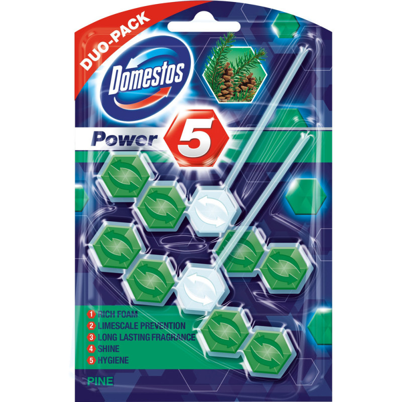 Zawieszka do toalety DOMESTOS POWER5 DUO 2x50g PINE