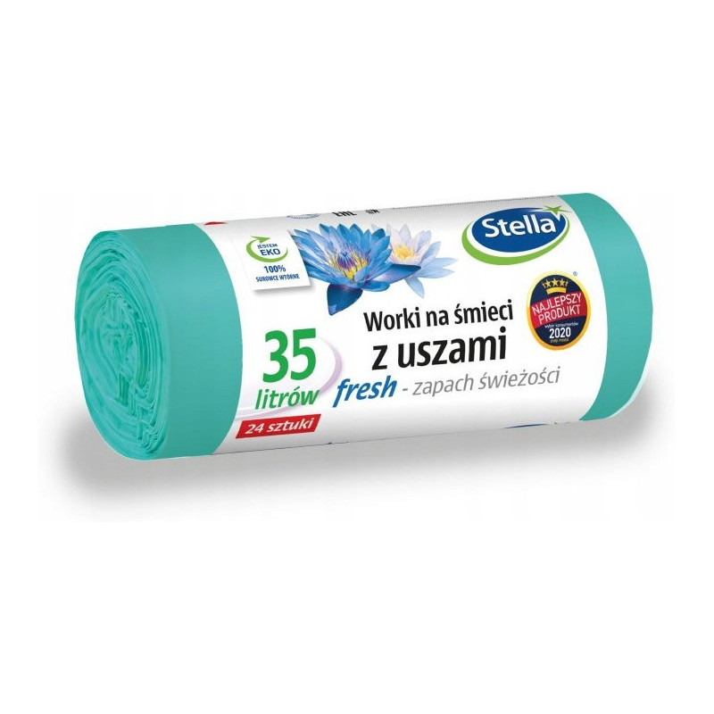 Worki na śmieci 35L z uszami wytrzymałe (24szt) zielone (LDPE) świeży zapach WNS-3881V1 STELLA