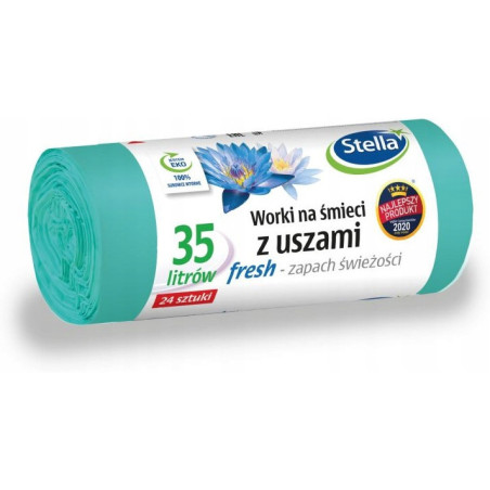 Worki na śmieci 35L z uszami wytrzymałe (24szt) zielone (LDPE) świeży zapach WNS-3881V1 STELLA