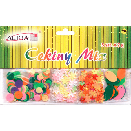 Cekiny pastelowe mix 5 wzorów i kolorów WMT-101 ALIGA