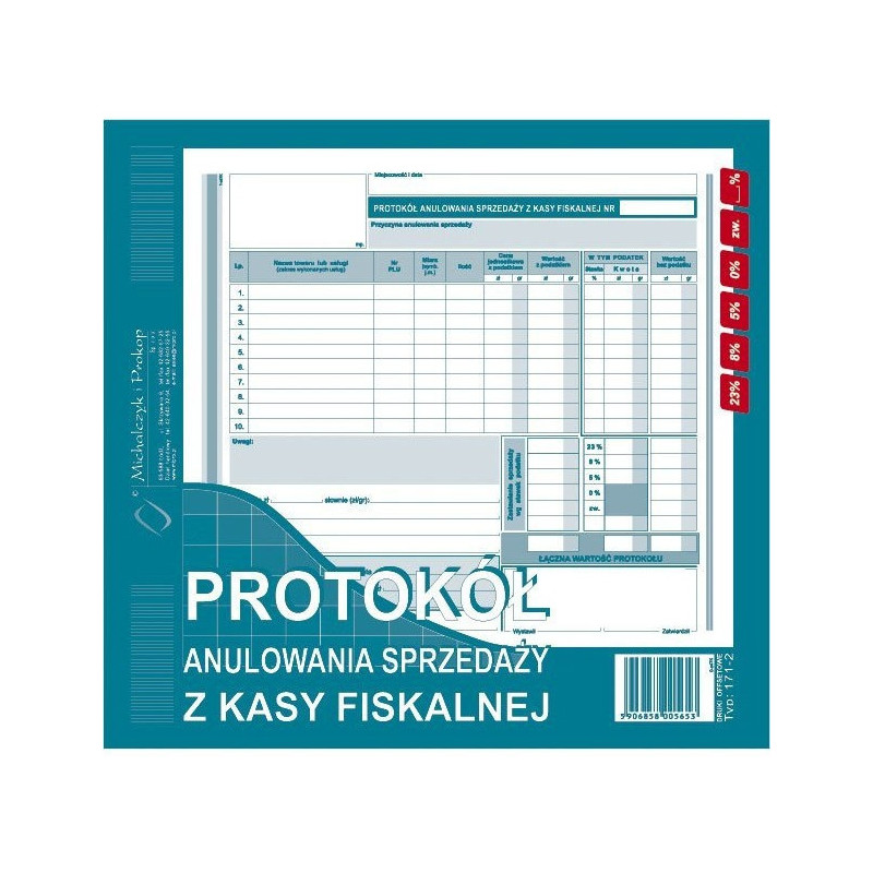 171-2 Prot.anul.sprz.z.kasy N! 2/3 MICHALCZYK I PROKOP