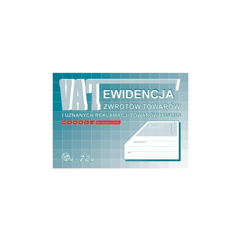 Vu72-u Ewidencja VAT zwrot tow.i uznan. reklamacji A4 Michalczyk i Prokop