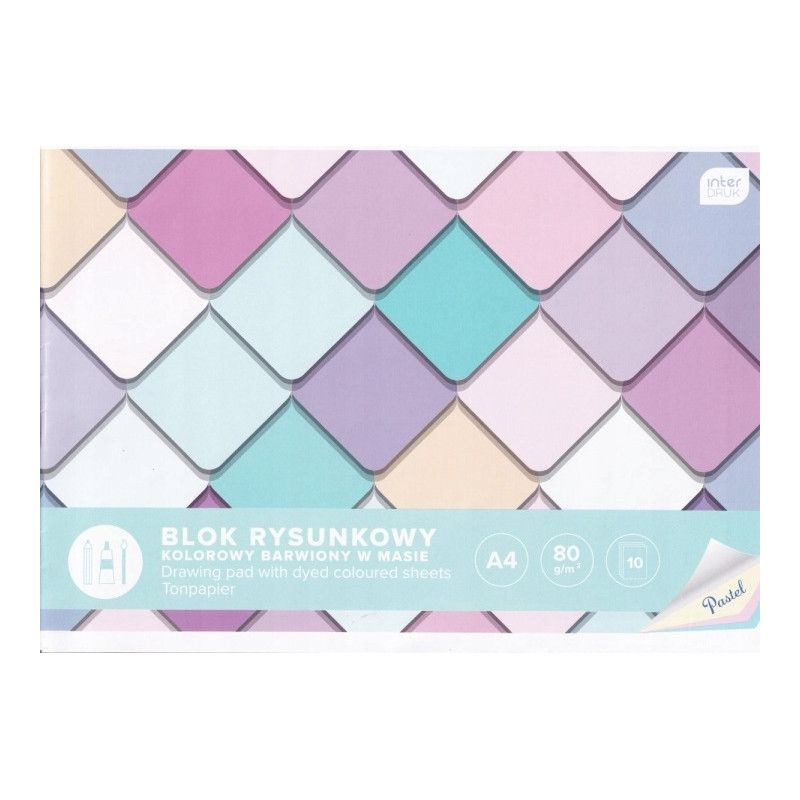 Blok rysunkowy A4 kolor 10k Pastel INTERDRUK