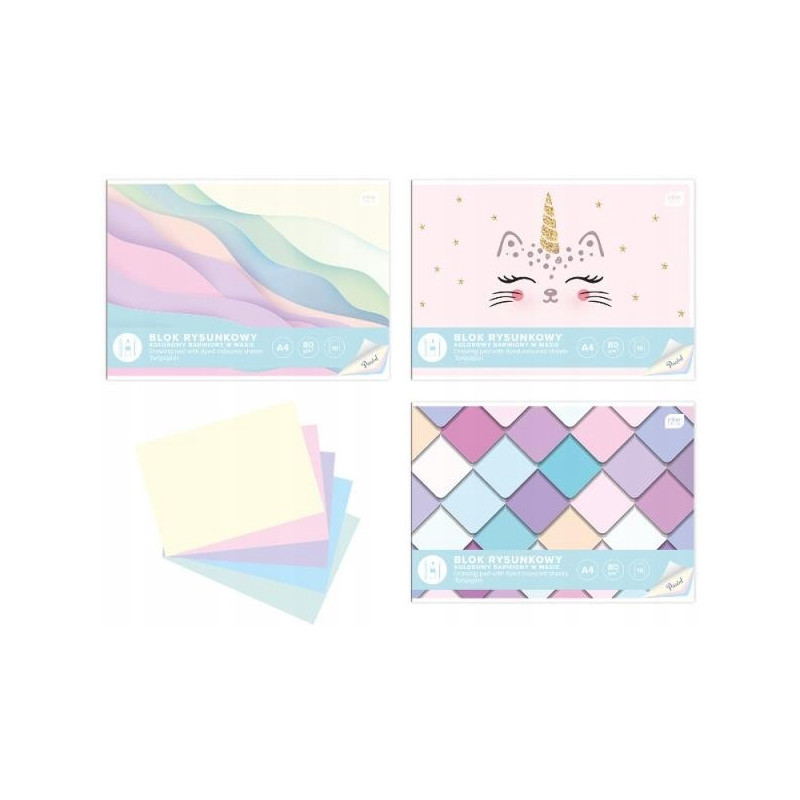 Blok rysunkowy A4 kolor 10k Pastel INTERDRUK