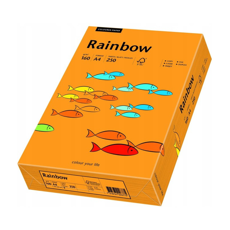 Papier ksero A4 160g RAINBOW R24 pomarańczowy 88042439