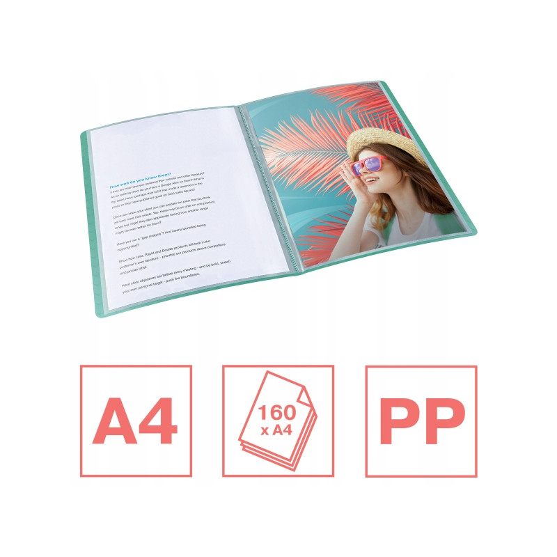 Album ofertowy na dokumenty A4 80 kieszeni Colour`Breeze zielony 626238 ESSELTE