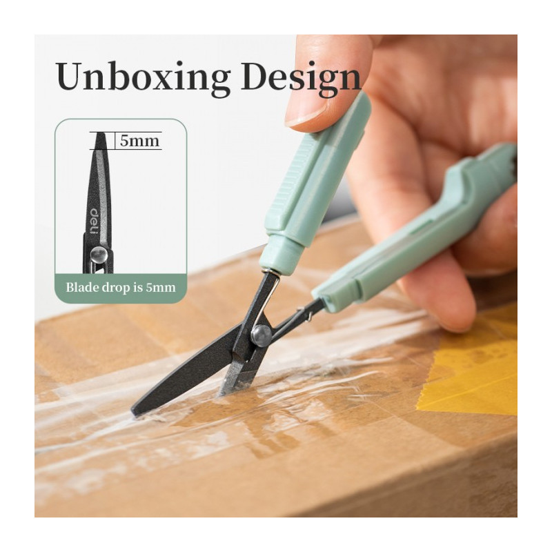 Nożyczki kompaktowe w bezpiecznym etui Linfini niebieskie EZ508B DELI