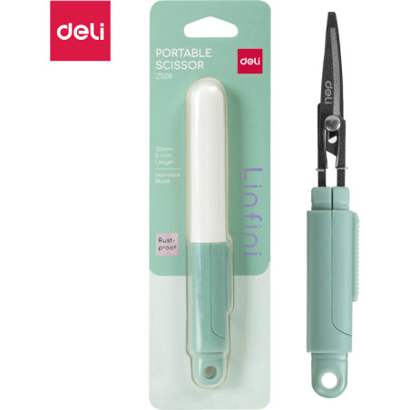 Nożyczki kompaktowe w bezpiecznym etui Linfini zielone EZ508GR DELI