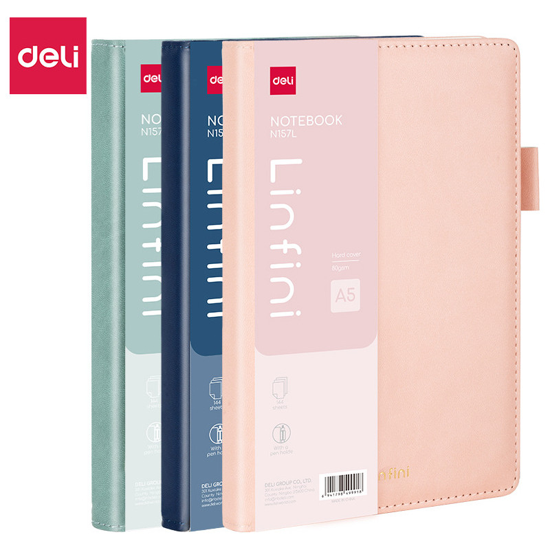 Notes A5 144k linia w skórzanej oprawie Linfini mix kolorów EN157L DELI