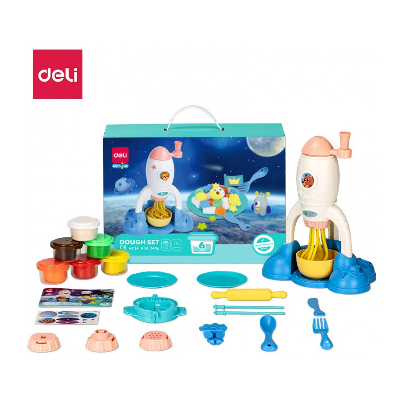 Ciastolina 6 kolorów - zestaw Rakieta EH724 DELI