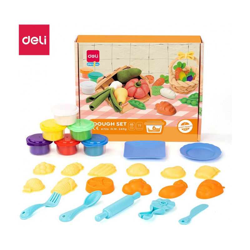 Ciastolina 6 kolorów - zestaw Warzywa EH726 DELI