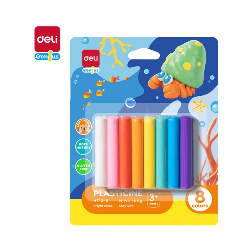 Plastelina 8 kolorów intensywne EH712-8 DELI