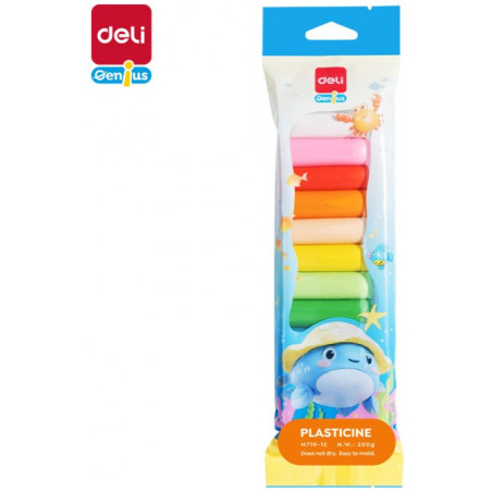 Plastelina 12 kolorów wałeczki EH719-12 DELI