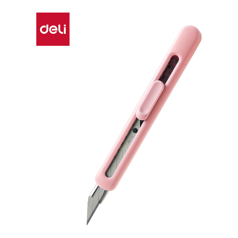 Nożyk biurowy LonGreen ostrze łamane 9mm różowy EM411-P DELI